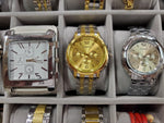 Glass & leather case that fits & has 24 watches Rosra Mingro Tiedan Quartz more