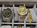 Glass & leather case that fits & has 24 watches Rosra Mingro Tiedan Quartz more
