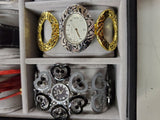 Glass & leather case that fits & has 24 watches Rosra Mingro Tiedan Quartz more