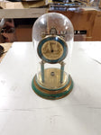 Vtg. glass dome metal turquoise Lchatz mantle clock 49 with key made in Germany