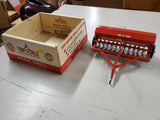 Vtg. Carter Tru-Scale Red Metal Toy Tractor Attachment 409 Grain Drill - Planter