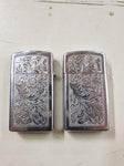 Zippo lighter set of 2 chrome w design bth sides spot for engraving Bradford, Pa