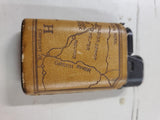 Brown Leather wrapped lighter with the map of Utah on it works made in France