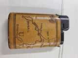 Brown Leather wrapped lighter with the map of Utah on it works made in France