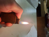 Brown Leather wrapped lighter with the map of Utah on it works made in France