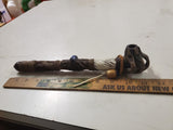 Vtg Novelty Peace Pipe Lapis Stone Leather Clay Claw Hide wooden 11 1/2"