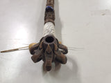 Vtg Novelty Peace Pipe Lapis Stone Leather Clay Claw Hide wooden 11 1/2"
