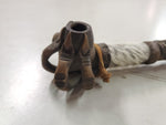 Vtg Novelty Peace Pipe Lapis Stone Leather Clay Claw Hide wooden 11 1/2"