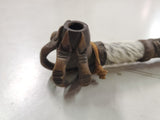 Vtg Novelty Peace Pipe Lapis Stone Leather Clay Claw Hide wooden 11 1/2"