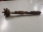 Vtg Novelty Peace Pipe Lapis Stone Leather Clay Claw Hide wooden 11 1/2"