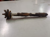 Vtg Novelty Peace Pipe Lapis Stone Leather Clay Claw Hide wooden 11 1/2"