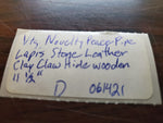 Vtg Novelty Peace Pipe Lapis Stone Leather Clay Claw Hide wooden 11 1/2"
