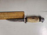 Vintage hygrade cutlery co germany stag bone knife 3 1/2" blade hunting camping