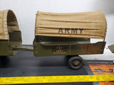 1930's VINTAGE BUDDY L ARMY TRUCK AND TRANSPORT TRAILER RARE ORIGINAL CANVAS