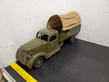 1930's VINTAGE BUDDY L ARMY TRUCK AND TRANSPORT TRAILER RARE ORIGINAL CANVAS