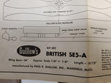 VTG GUILLOWS KIT 202 FLYING MODEL KIT BRITISH S.E.5A WW1 FIGHTER 24"WIING SPAN