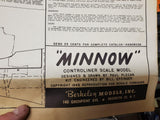 VTG 1949 BERKELEY MODELS MINNOW COSMIC WIND CONTROLINER 28"WINGSPAN 1:8 Scale