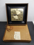 Vintage ROBERT SHAW LUX ELECTRIC WALL CLOCK ORIGINAL BOX MID 1950S WOOD BRASS