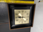 Vintage ROBERT SHAW LUX ELECTRIC WALL CLOCK ORIGINAL BOX MID 1950S WOOD BRASS