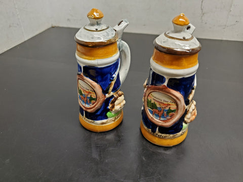 VTG Pymatuning Deer Park Jamestown, PA German beer stein Salt & Pepper shakers