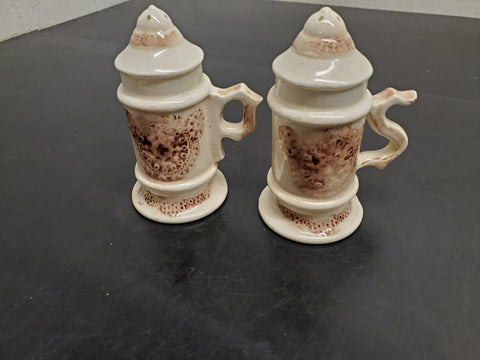 VTG CERAMIC GERMAN BEER STEIN MUG SALT AND PEPPER SHAKERS