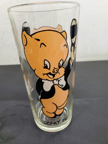 VINTAGE 1973 Pepsi Warner Bros PORKY PIG Glass Collector Series Good condition