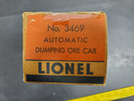 LIONEL ELECTRIC TRAINS 3469 AUTOMATIC DUMPING ORE CAR BOX ONLY NEW YORK CHICAGO