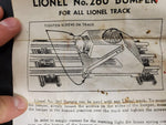 VTG LIONEL ELECTRIC TRAINS NO. 260 ILLUMINATED BUMPER ORIGINAL BOX PACKET INSERT