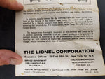 VTG LIONEL ELECTRIC TRAINS NO. 260 ILLUMINATED BUMPER ORIGINAL BOX PACKET INSERT