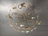 VINTAGE KEYS LOT OF 46 ANTIQUE SKELETON KEYS, BARREL, CABINET, LOCK, STEAMPUNK!