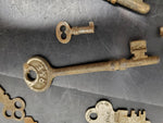 VINTAGE KEYS LOT OF 46 ANTIQUE SKELETON KEYS, BARREL, CABINET, LOCK, STEAMPUNK!