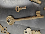 VINTAGE KEYS LOT OF 46 ANTIQUE SKELETON KEYS, BARREL, CABINET, LOCK, STEAMPUNK!
