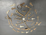 VINTAGE KEYS LOT OF 46 ANTIQUE SKELETON KEYS, BARREL, CABINET, LOCK, STEAMPUNK!