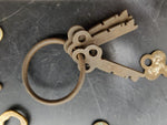VINTAGE KEYS LOT OF 46 ANTIQUE SKELETON KEYS, BARREL, CABINET, LOCK, STEAMPUNK!