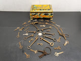 VINTAGE KEYS LOT OF 46 ANTIQUE SKELETON KEYS, BARREL, CABINET, LOCK, STEAMPUNK!