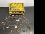VINTAGE KEYS LOT OF 46 ANTIQUE SKELETON KEYS, BARREL, CABINET, LOCK, STEAMPUNK!