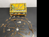 VINTAGE KEYS LOT OF 46 ANTIQUE SKELETON KEYS, BARREL, CABINET, LOCK, STEAMPUNK!