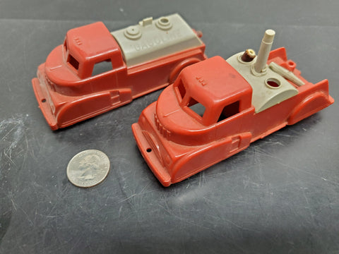 VINTAGE SUPERIOR TOYS LOT OF RED GASOLINE TRUCK AND RED TOW TRUCK