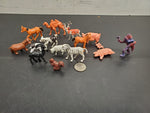 VINTAGE LOT OF 14 WILDLIFE ANIMALS AND 1 HUNTER FIGURINES-CAMEL, HORSE, PIG+MORE