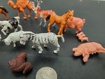 VINTAGE LOT OF 14 WILDLIFE ANIMALS AND 1 HUNTER FIGURINES-CAMEL, HORSE, PIG+MORE