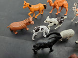 VINTAGE LOT OF 14 WILDLIFE ANIMALS AND 1 HUNTER FIGURINES-CAMEL, HORSE, PIG+MORE