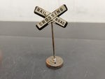 VTG METAL RAILROAD CROSSING SIGN TOY TRAIN SET DISPLAY LIONEL MARX FLYER 1X 3"