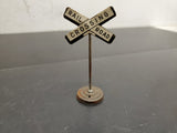 VTG METAL RAILROAD CROSSING SIGN TOY TRAIN SET DISPLAY LIONEL MARX FLYER 1X 3"