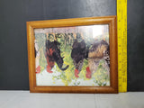 4 Framed Rooster Pictures Wall Decor Black Brown Tan 11.5"BY 9.5"
