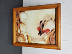 Lot of 3 Framed Chicken Rooster Picture Tan Black Brown 9.5"BY 11.5"