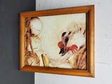Lot of 3 Framed Chicken Rooster Picture Tan Black Brown 9.5"BY 11.5"