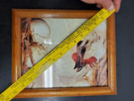 Lot of 3 Framed Chicken Rooster Picture Tan Black Brown 9.5"BY 11.5"