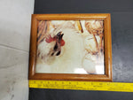 Lot of 3 Framed Chicken Rooster Picture Tan Black Brown 9.5"BY 11.5"