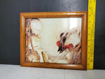 Lot of 3 Framed Chicken Rooster Picture Tan Black Brown 9.5"BY 11.5"