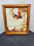 Lot of 3 Framed Chicken Rooster Picture Tan Black Brown 9.5"BY 11.5"